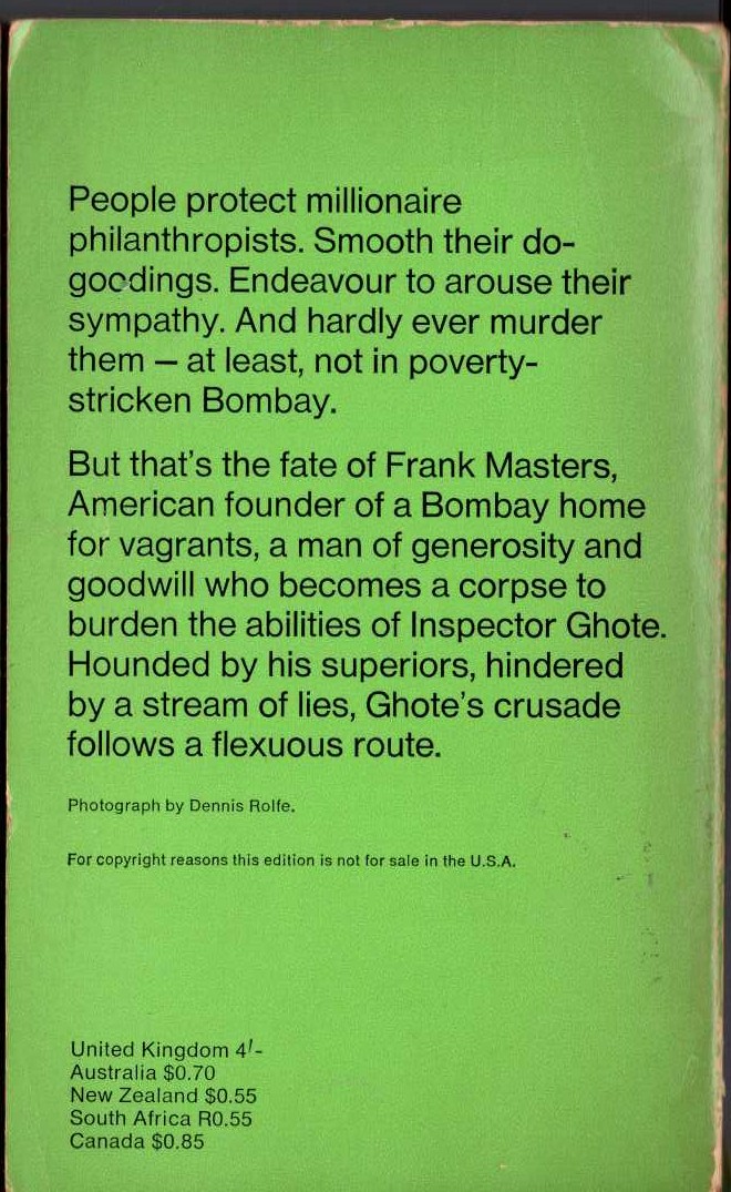 H.R.F. Keating  INSPECTOR GHOTE'S GOOD CRUSADE magnified rear book cover image