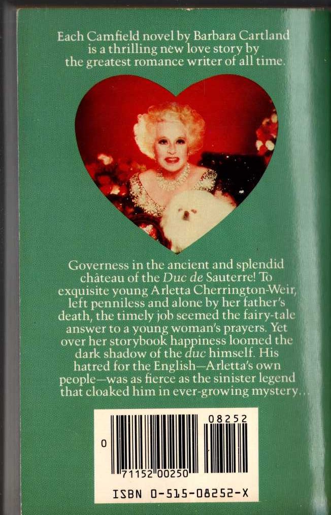 Barbara Cartland  TEMPTATION OF A TEACHER magnified rear book cover image