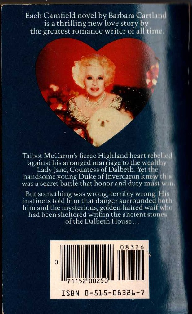 Barbara Cartland  THE DEVILISH DECEPTION magnified rear book cover image