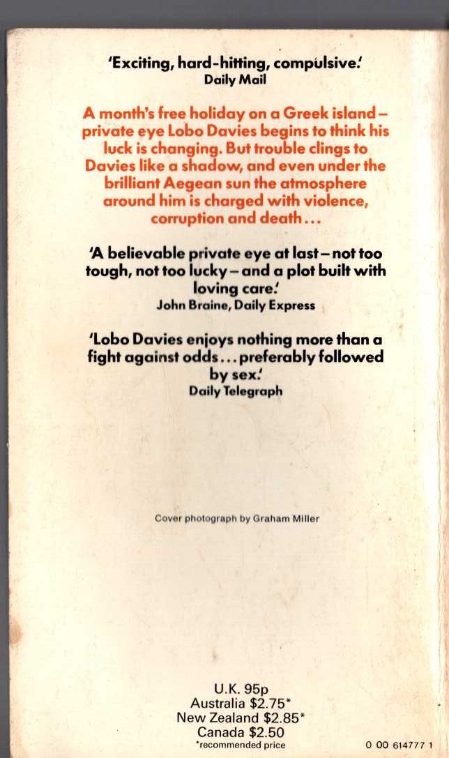 James Jones  A TOUCH OF DANGER magnified rear book cover image