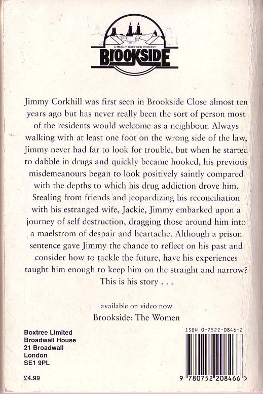 Rachel Braverman  THE JIMMY CORKHILL STORY (Brookside - C4) magnified rear book cover image