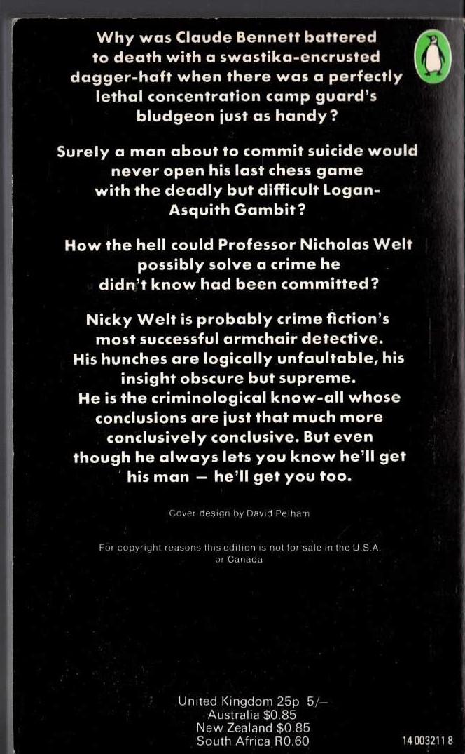 Harry Kemelman  THE NINE MILE WALK AND OTHER STORIES magnified rear book cover image