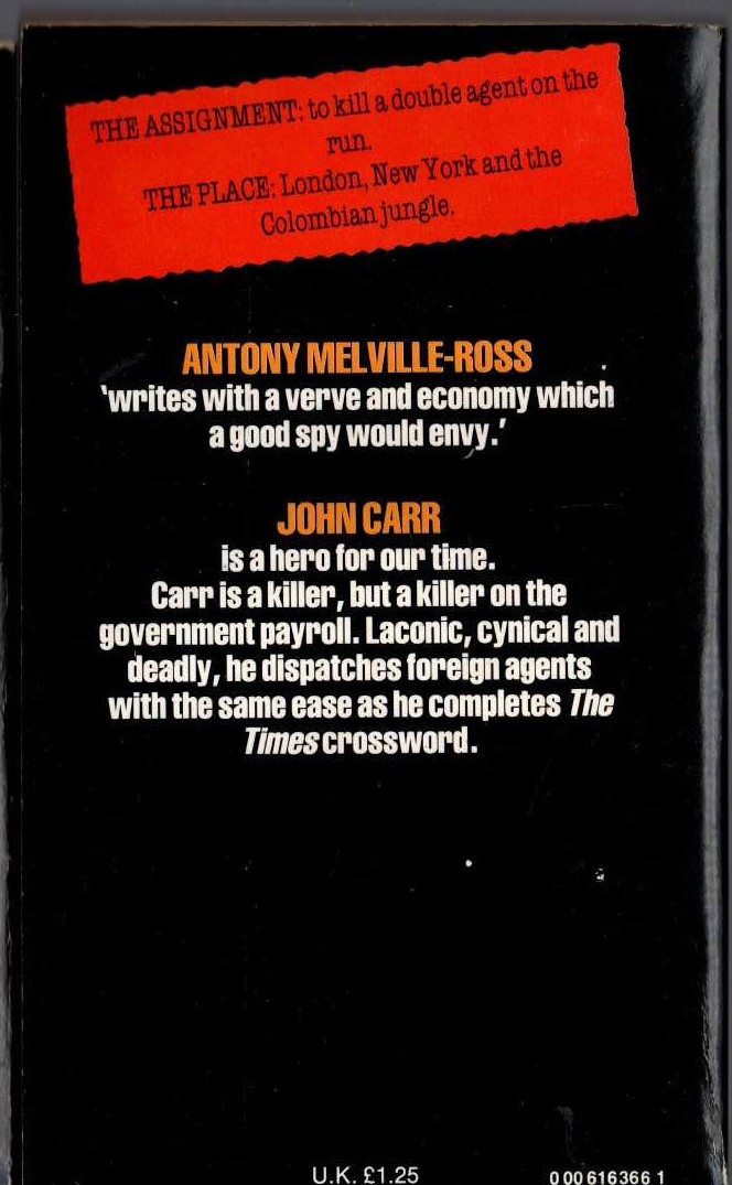 Antony Melville-Ross  BACKLASH magnified rear book cover image