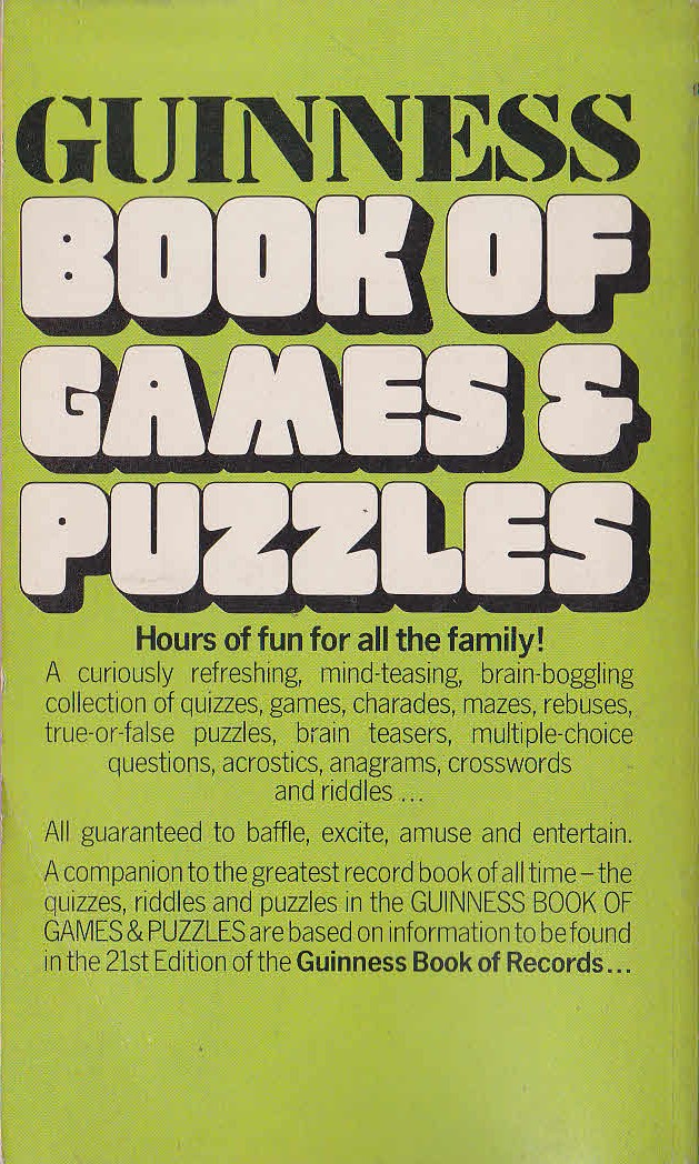 Norvin Pallas  GUINNESS BOOK OF GAMES & PUZZLES magnified rear book cover image