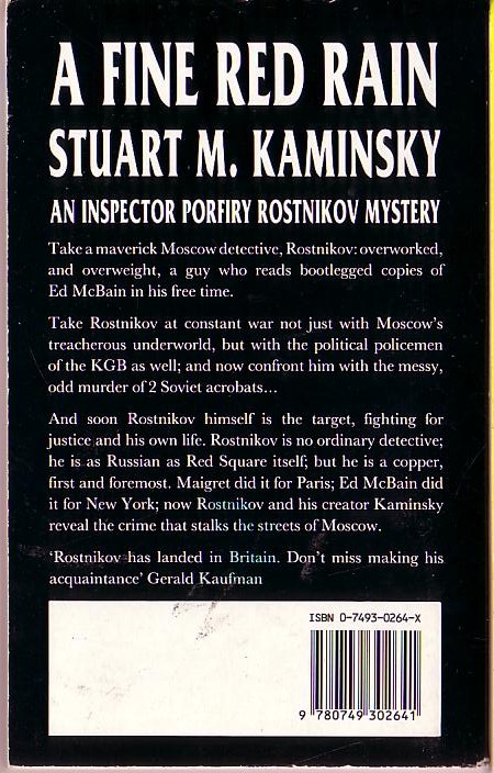 Stuart M. Kaminsky  A FINE RED RAIN magnified rear book cover image