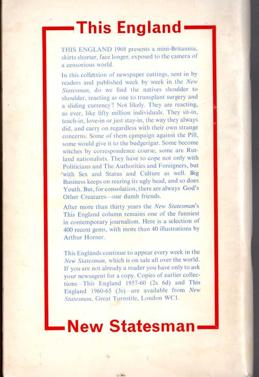 Audrey Hilton (edits) THIS ENGLAND 1965 - 1968 magnified rear book cover image