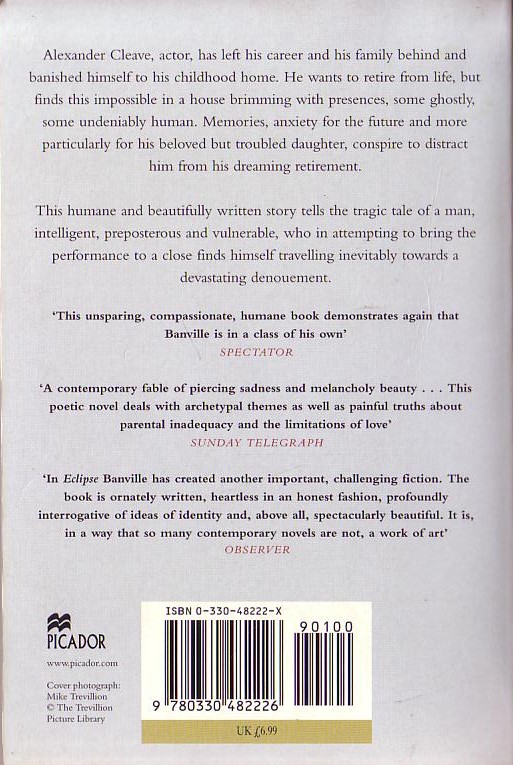 John Banville  ECLIPSE magnified rear book cover image