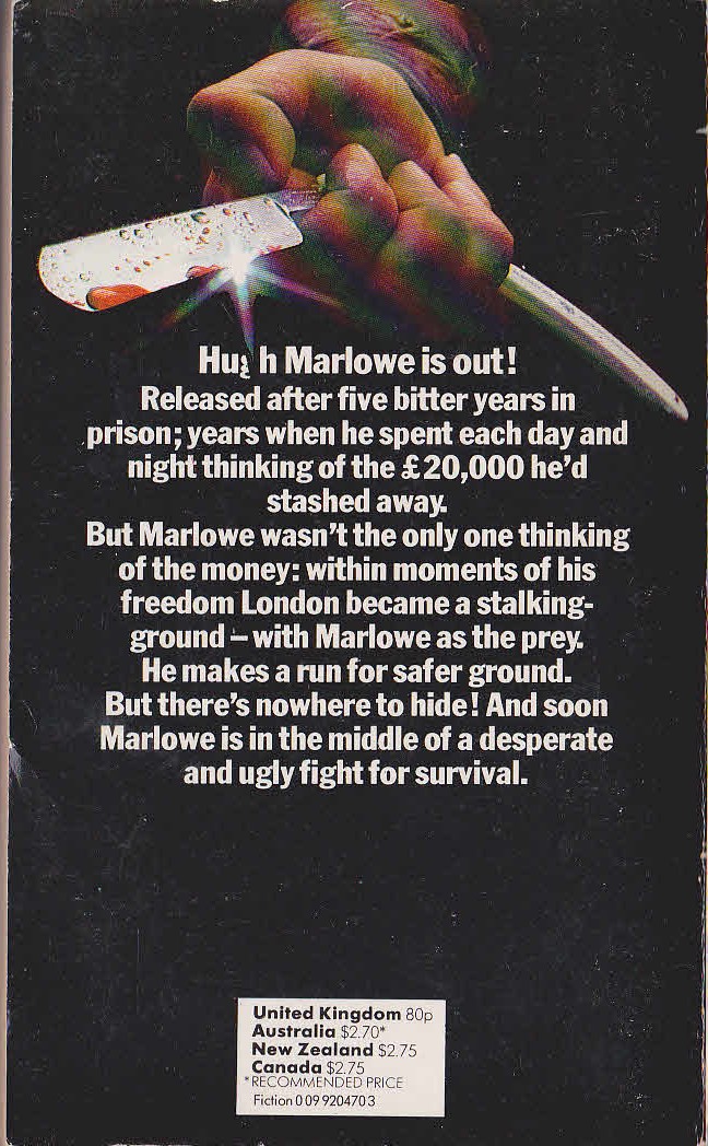 Harry Patterson  THE THOUSAND FACES OF NIGHT magnified rear book cover image
