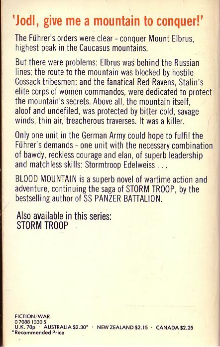 Leo Kessler  BLOOD MOUNTAIN magnified rear book cover image