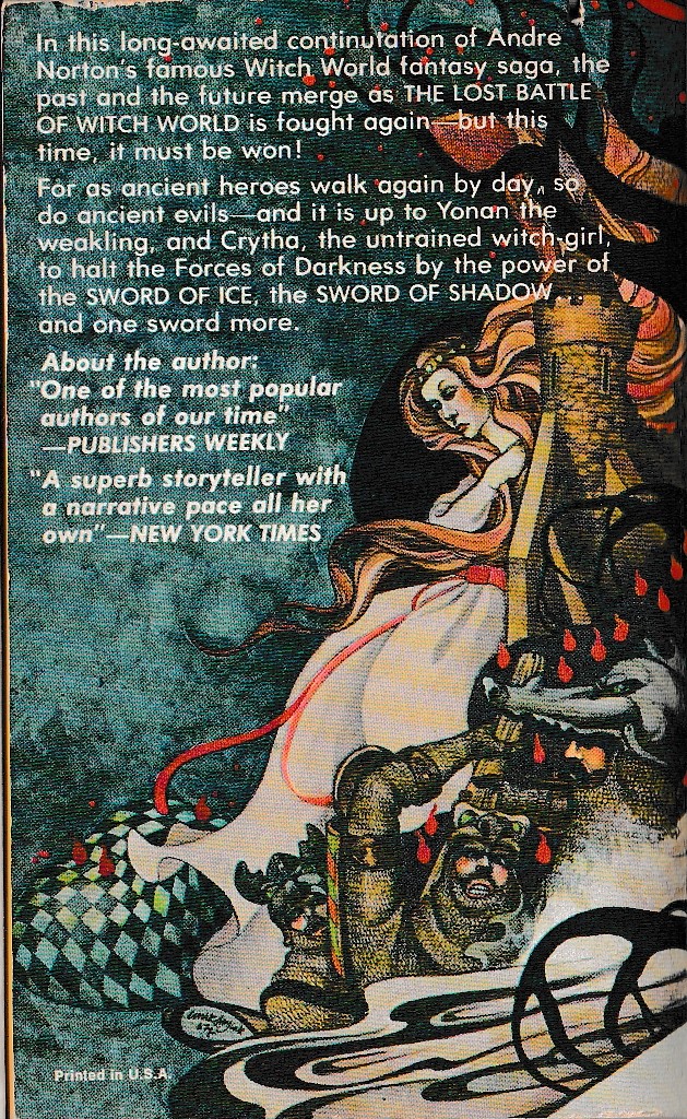 Andre Norton  TREY OF SWORDS magnified rear book cover image