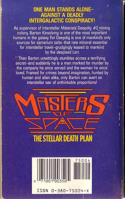Robert E. Vardeman  MASTERS OF SPACE: THE STELLAR DEATH PLAN magnified rear book cover image