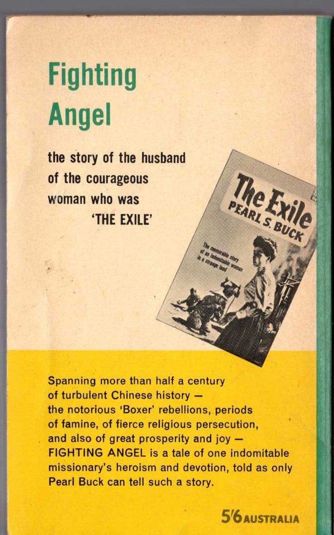 Pearl S. Buck  FIGHTING ANGEL magnified rear book cover image