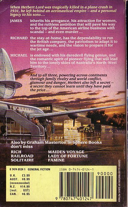 Graham Masterton  LORDS OF THE AIR magnified rear book cover image