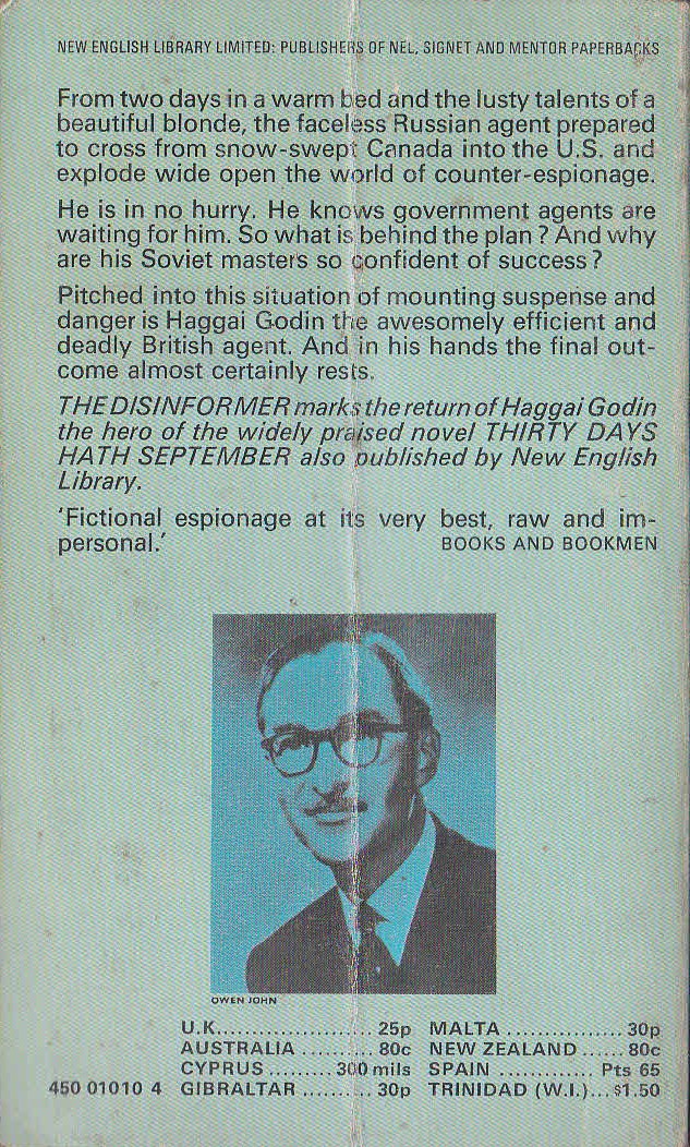 Owen John  THE DISINFORMER magnified rear book cover image