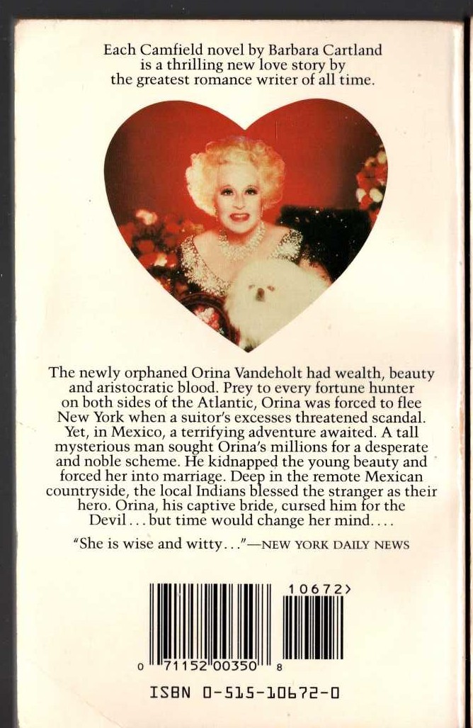 Barbara Cartland  A MIRACLE IN MEXICO magnified rear book cover image
