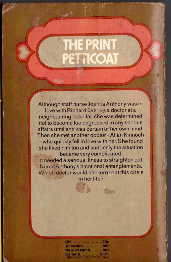 Lucilla Andrews  THE PRINT PETTICOAT magnified rear book cover image