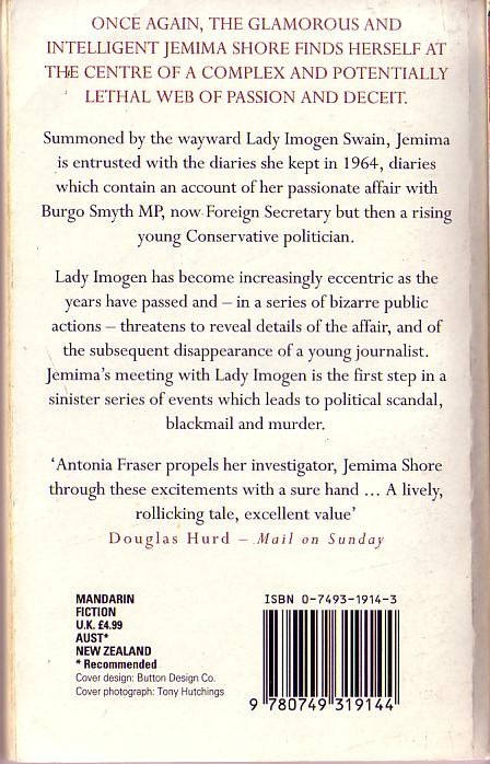 Antonia Fraser  POLITICAL DEATH magnified rear book cover image