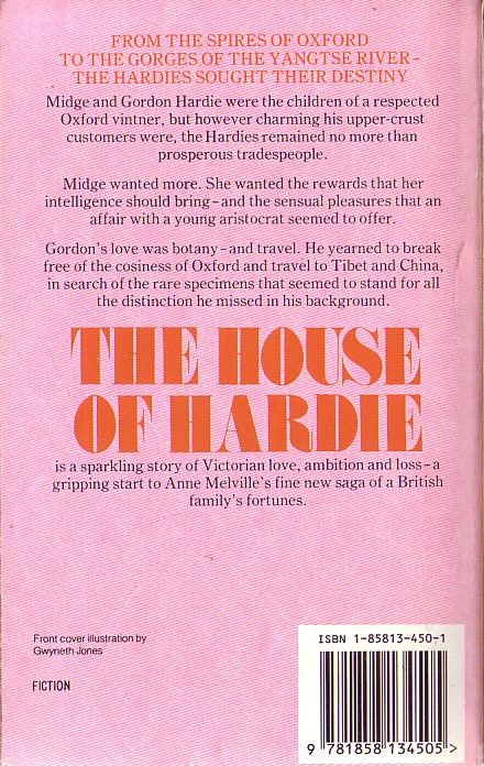 Anne Melville  THE HOUSE OF HARDIE magnified rear book cover image