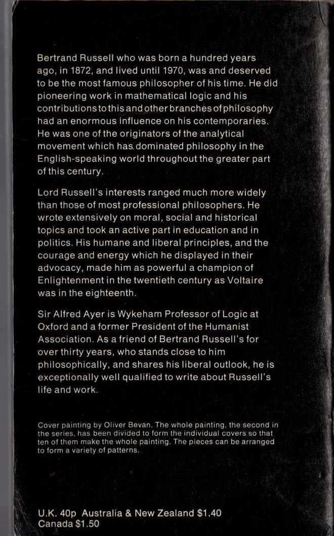 Ayerm A.J.   [BERTRAND] RUSSELL magnified rear book cover image