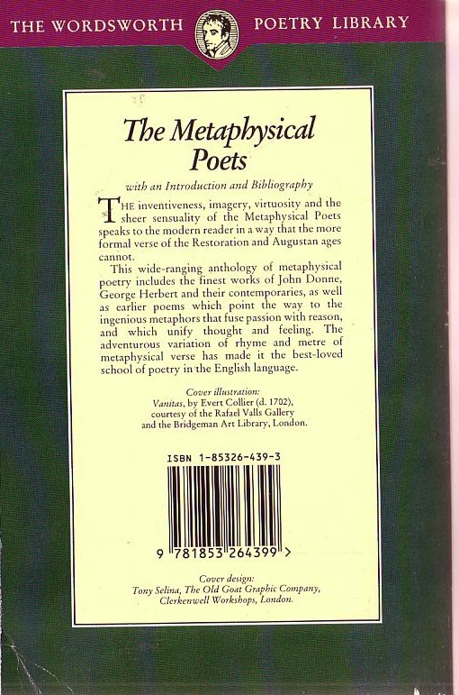 The METAPHYSICAL POETS magnified rear book cover image