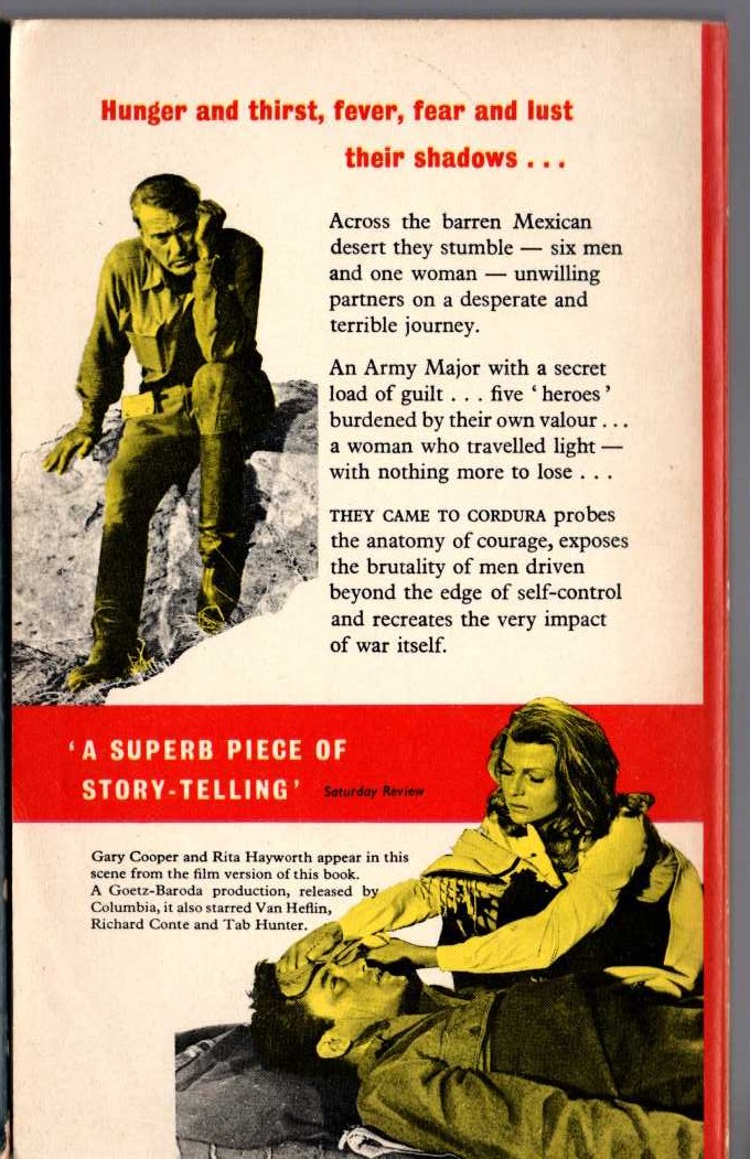 Glendon Swarthout  THEY CAME TO CORDURA magnified rear book cover image