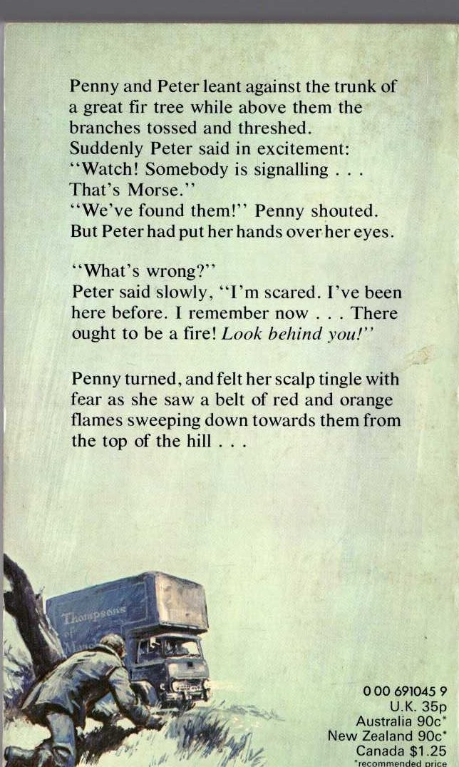 Malcolm Saville  THE SECRET OF GREY WALLS magnified rear book cover image