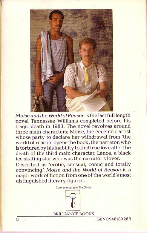Tennessee Williams  MOISE AND THE WORLD OF REASON magnified rear book cover image