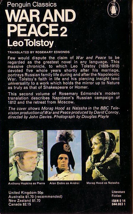 Leo Tolstoy  WAR AND PEACE 2 (BBC-TV) magnified rear book cover image