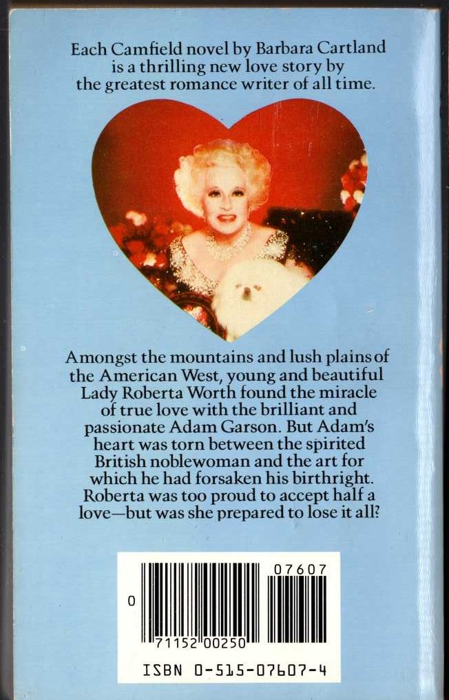 Barbara Cartland  LOVE COMES WEST magnified rear book cover image