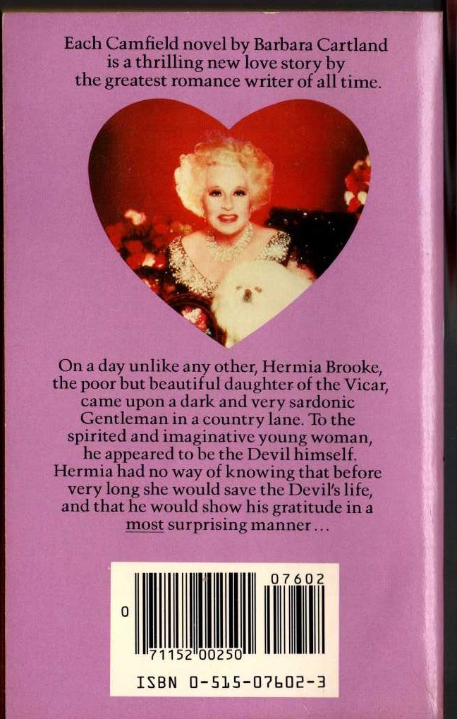 Barbara Cartland  A WITCH'S SPELL magnified rear book cover image