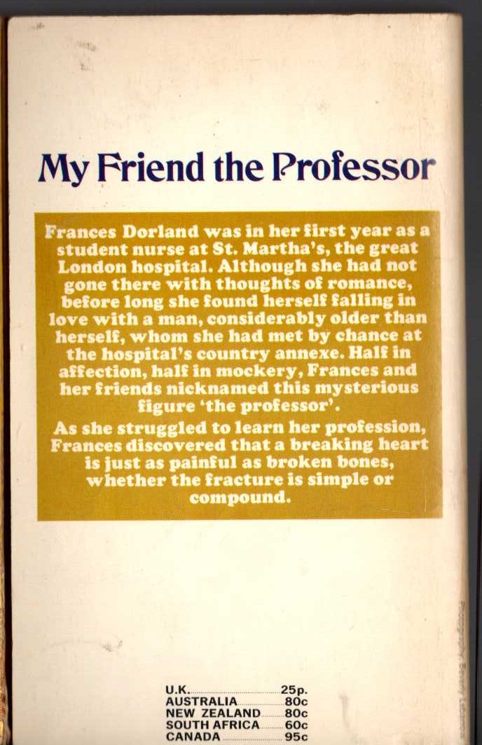 Lucilla Andrews  MY FRIEND THE PROFESSOR magnified rear book cover image