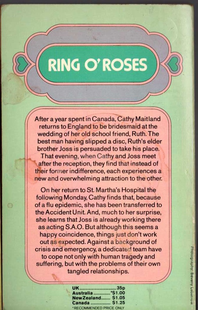 Lucilla Andrews  RING O' ROSES magnified rear book cover image