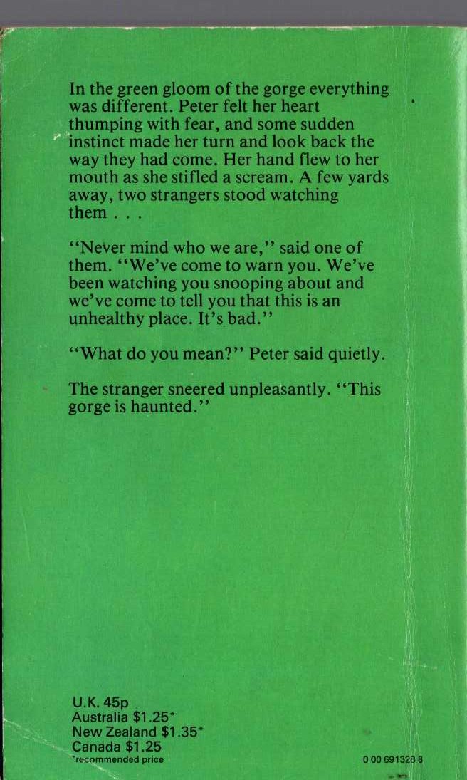 Malcolm Saville  THE SECRET OF THE GORGE magnified rear book cover image