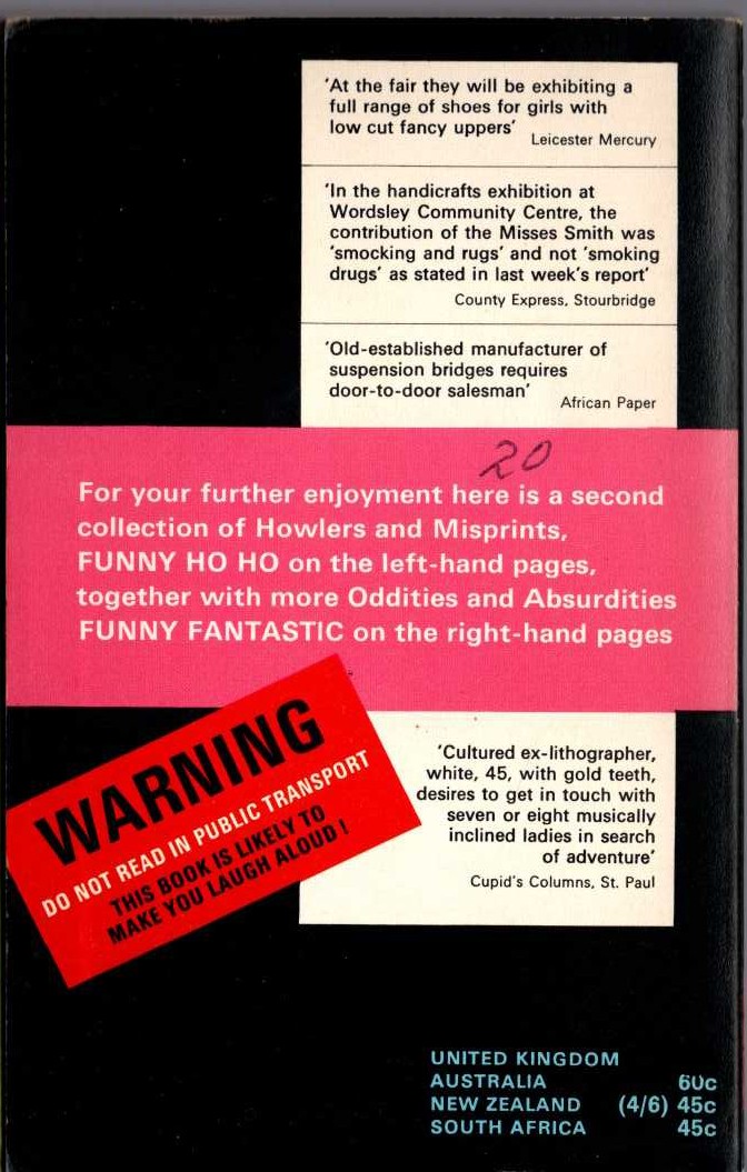 Denys Parsons  FUNNY HO HO and FUNNY FANTASTIC magnified rear book cover image