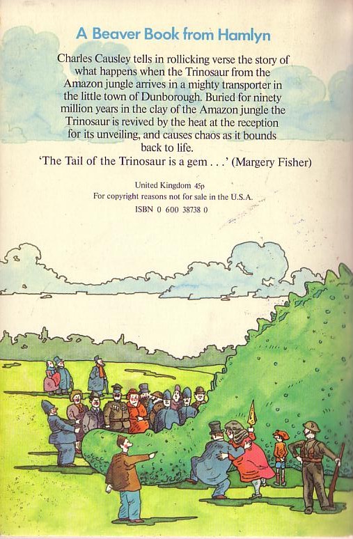 Charles Causley  THE TAIL OF THE TRINOSAUR magnified rear book cover image