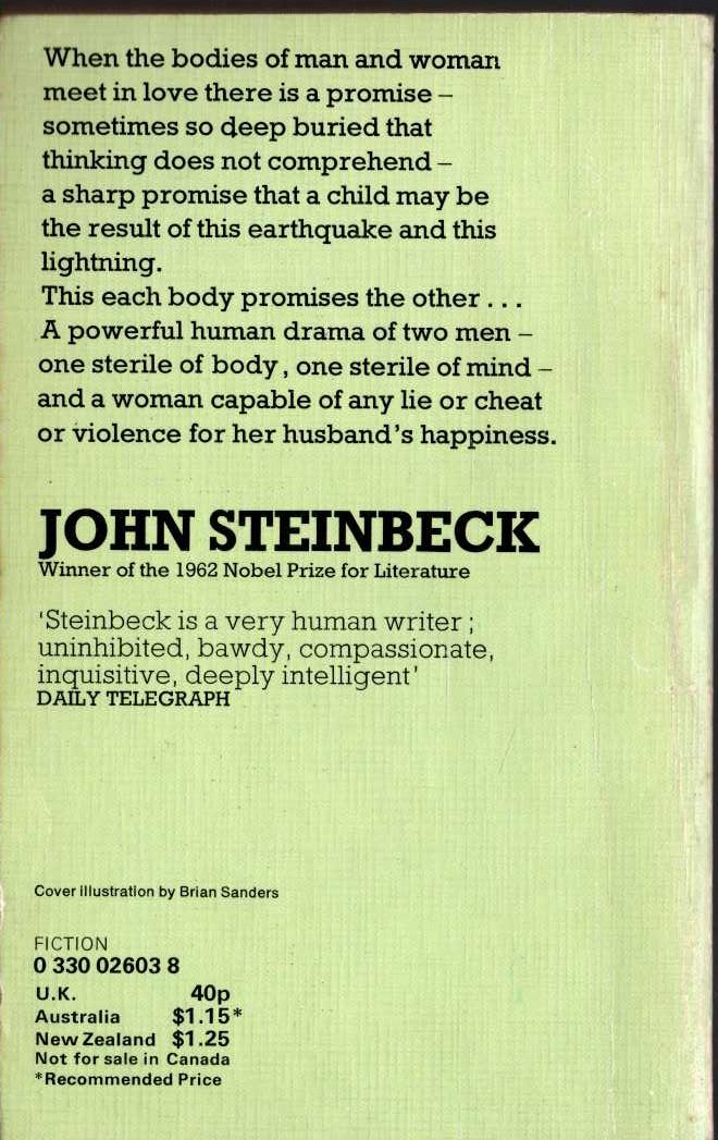 John Steinbeck  BURNING BRIGHT magnified rear book cover image