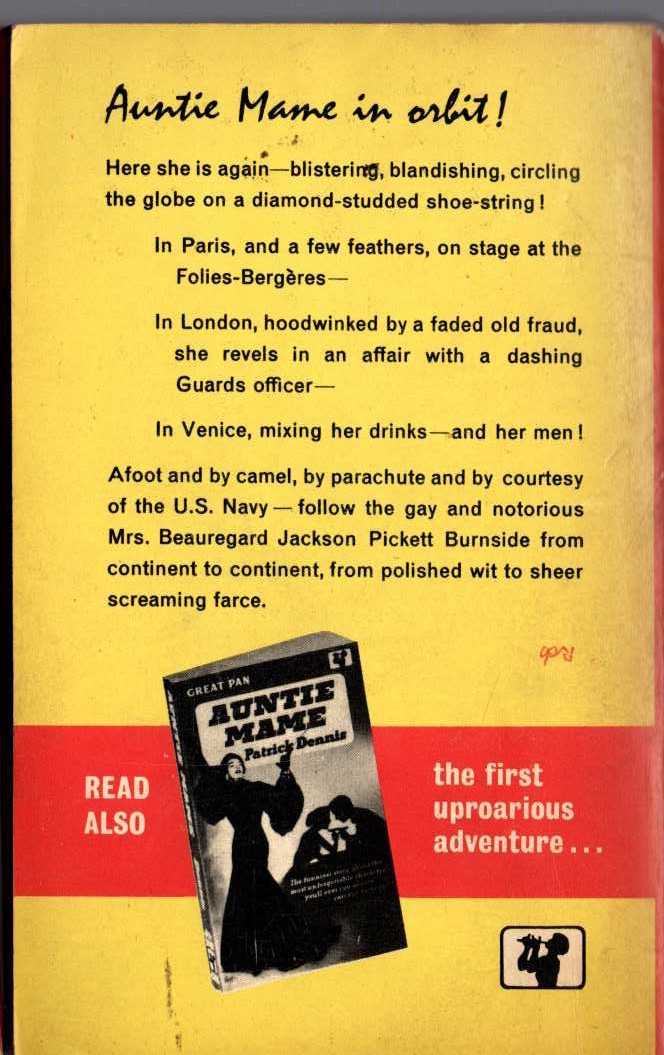 Patrick Dennis  AROUND THE WORLD WITH AUNTIE MAME magnified rear book cover image