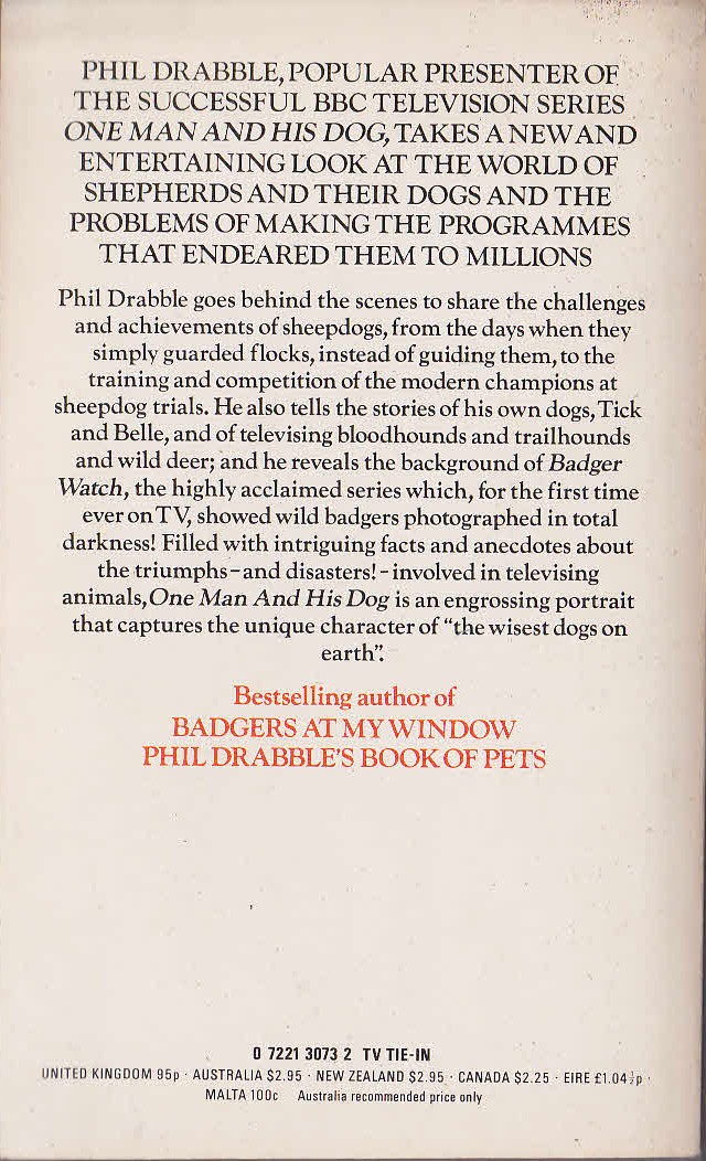Phil Drabble  ONE MAN AND HIS DOG magnified rear book cover image