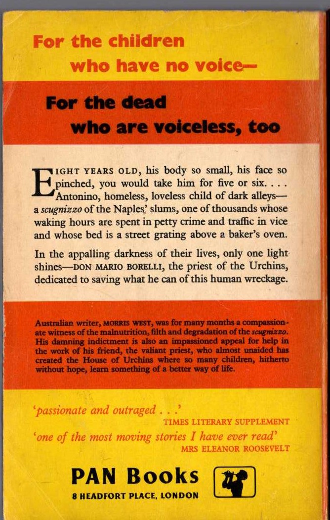 Morris West  CHILDREN OF THE SUN magnified rear book cover image