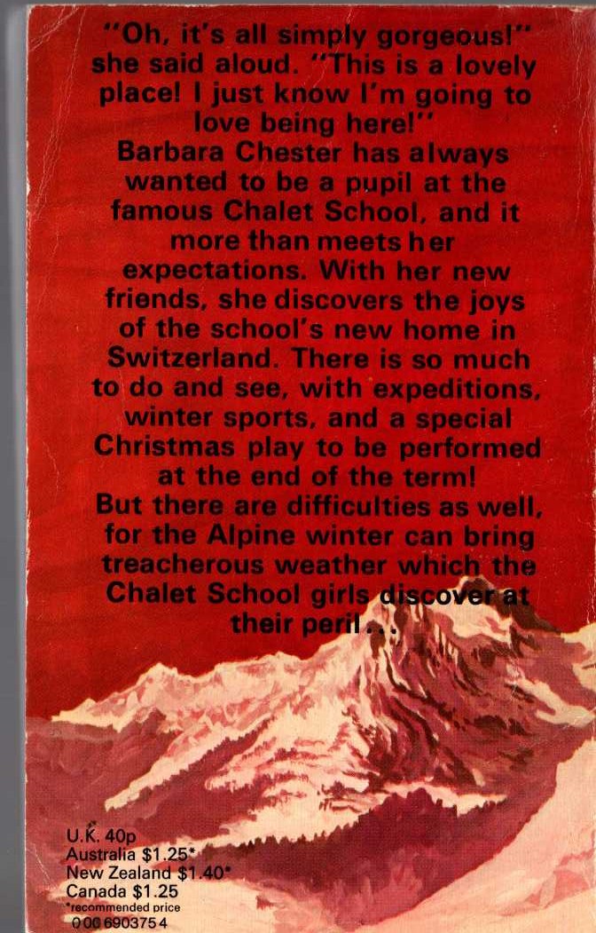 Elinor M. Brent-Dyer  THE CHALET SCHOOL AND BARBARA magnified rear book cover image