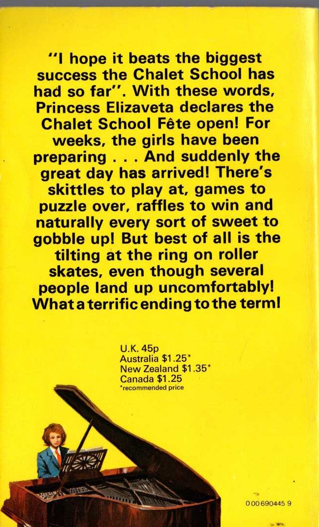 Elinor M. Brent-Dyer  CHALET SCHOOL FETE magnified rear book cover image