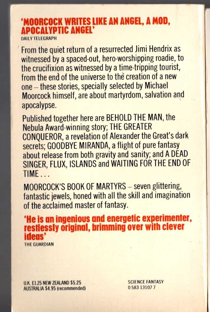 Michael Moorcock  MOORCOCK'S BOOK OF MARTYRS magnified rear book cover image