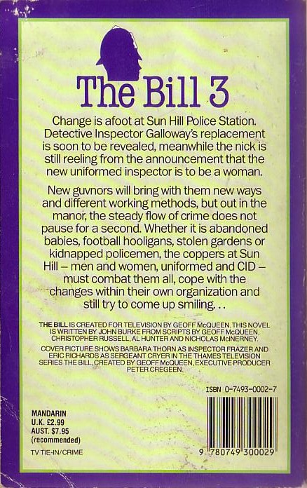 John Burke  THE BILL #3 magnified rear book cover image