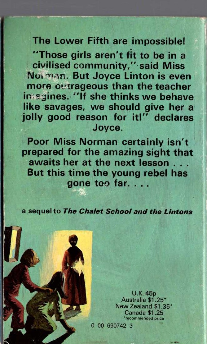 Elinor M. Brent-Dyer  A REBEL AT THE CHALET SCHOOL magnified rear book cover image
