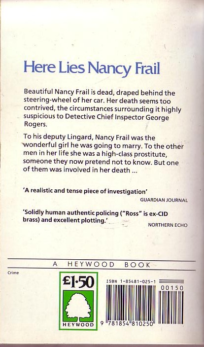 Jonathan Ross  HERE LIES NANCY FRAIL magnified rear book cover image