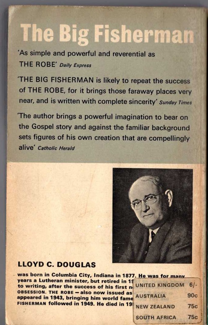 Lloyd C. Douglas  THE BIG FISHERMAN magnified rear book cover image