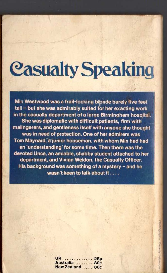 Kate Norway  CASUALTY SPEAKING magnified rear book cover image