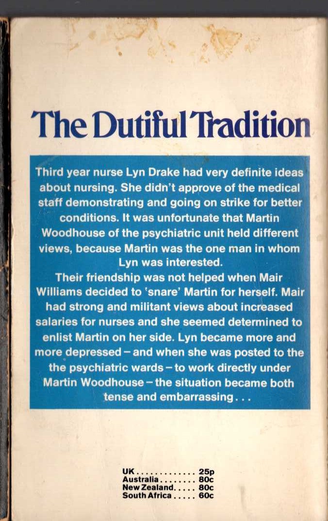Kate Norway  THE DUTIFUL TRADITION magnified rear book cover image
