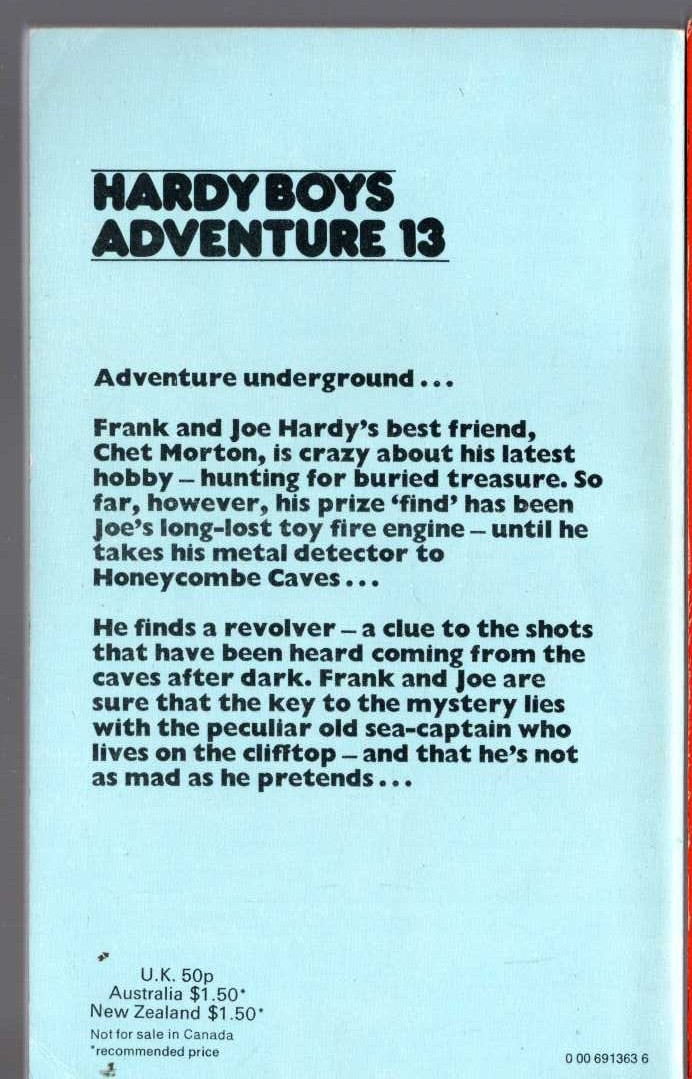 Franklin W. Dixon  THE HARDY BOYS: THE SECRET OF THE CAVES magnified rear book cover image