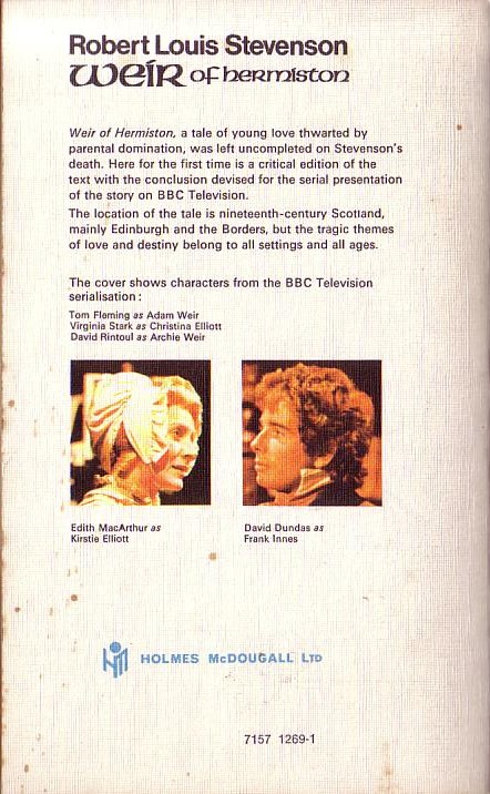 Robert Louis Stevenson  WEIR OF HERMISTON (BBC TV) magnified rear book cover image